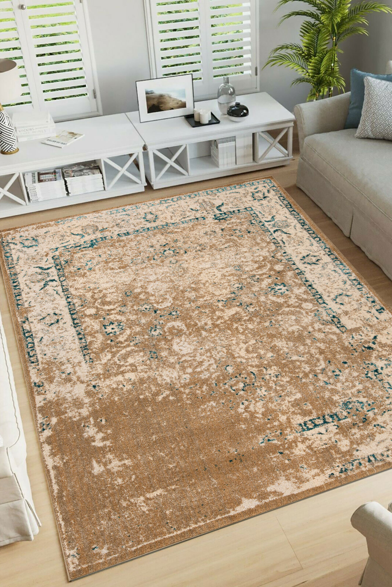 Large View Odin Transitional Border Rug(Size 170 x 120cm)
