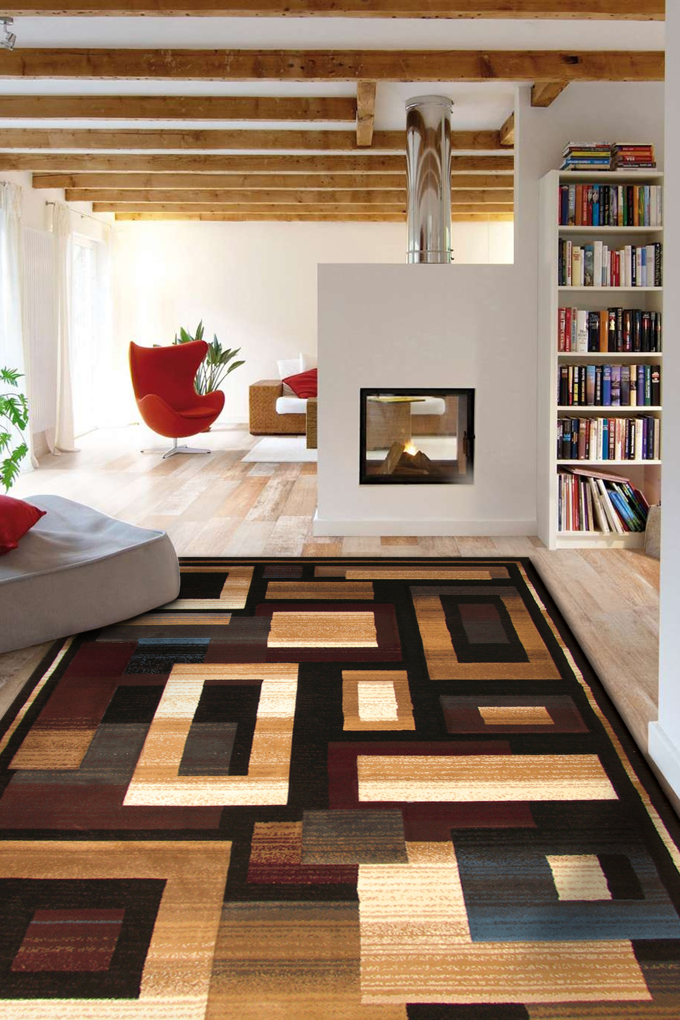 Large View Panama Square Pattern Rug(Size 180 x 120cm)