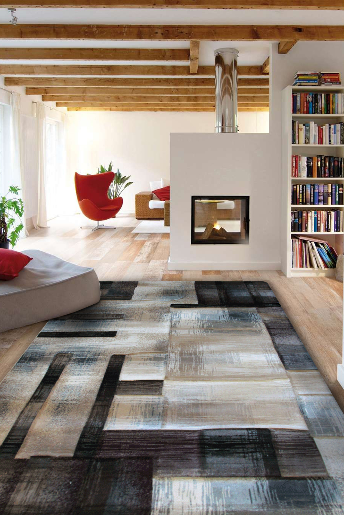 Large View Panama Beige Contemporary Rug(Size 180 x 120cm)