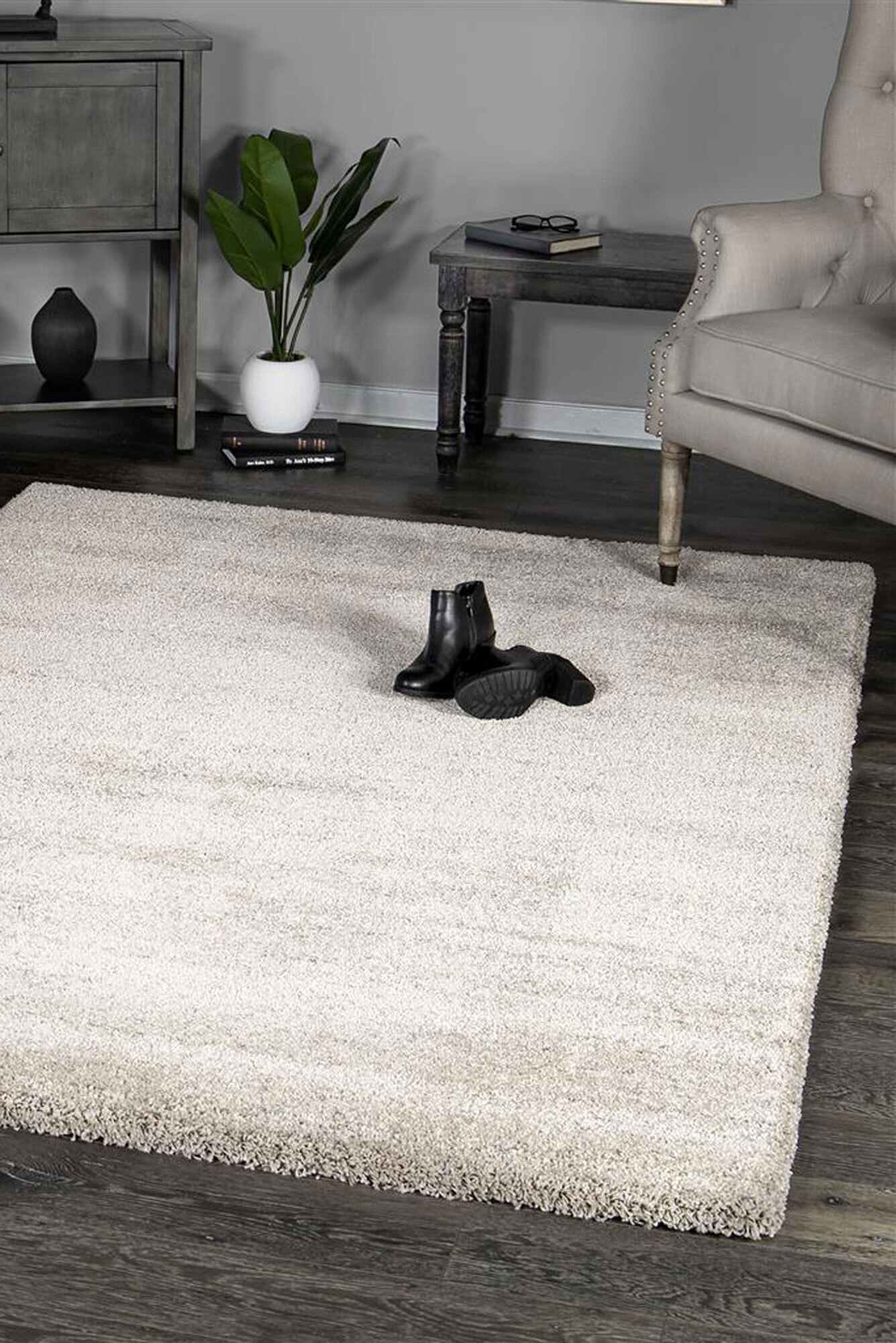 Posh Modern Beige Plain Rug(Size 170 x 120cm)