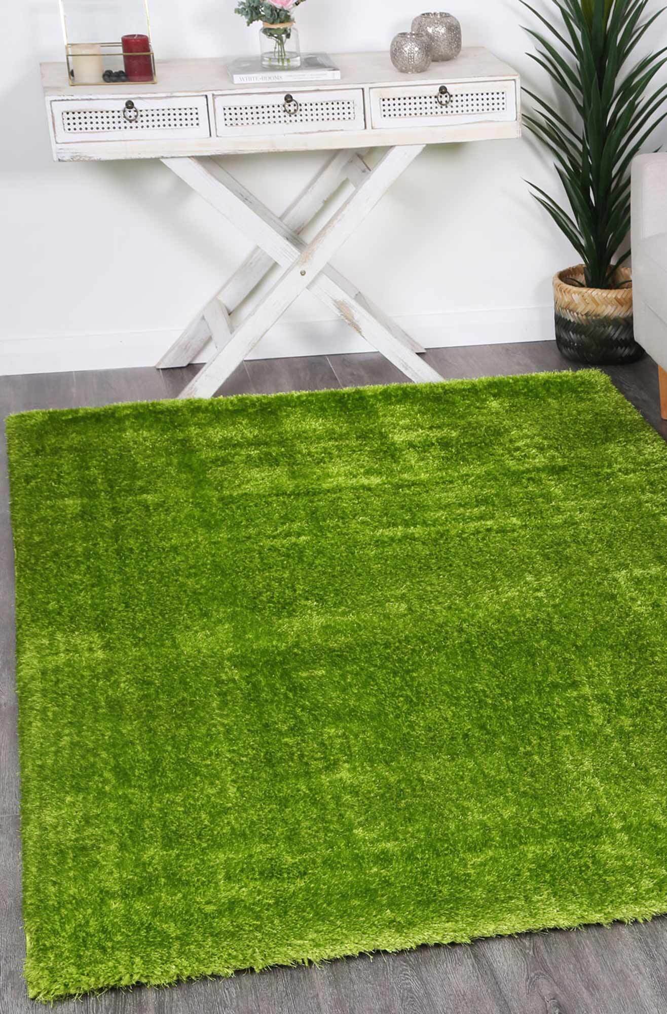 Palace Plain Green Shaggy Rug(Size 170 x 120cm)