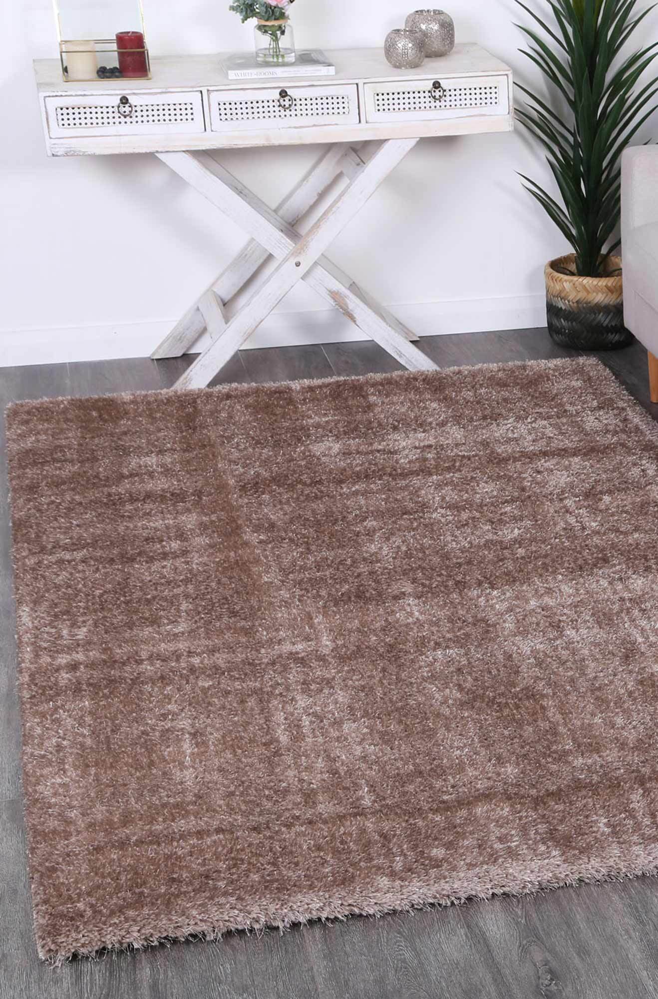 Palace Plain Tan Shaggy Rug(Size 170 x 120cm)