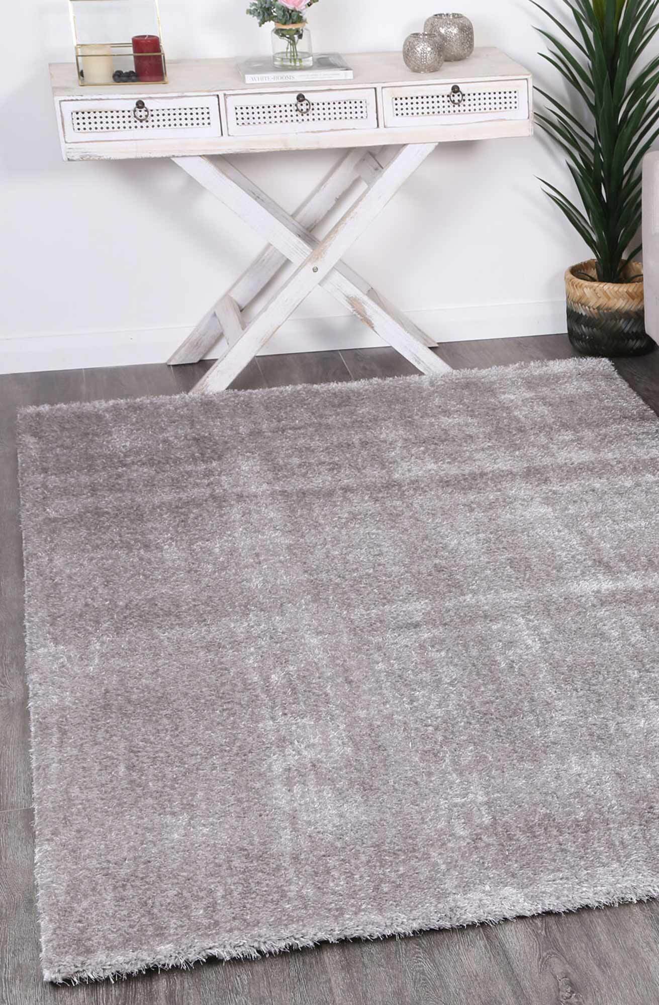 Large View Palace Plain Light Grey Shaggy Rug(Size 170 x 120cm)