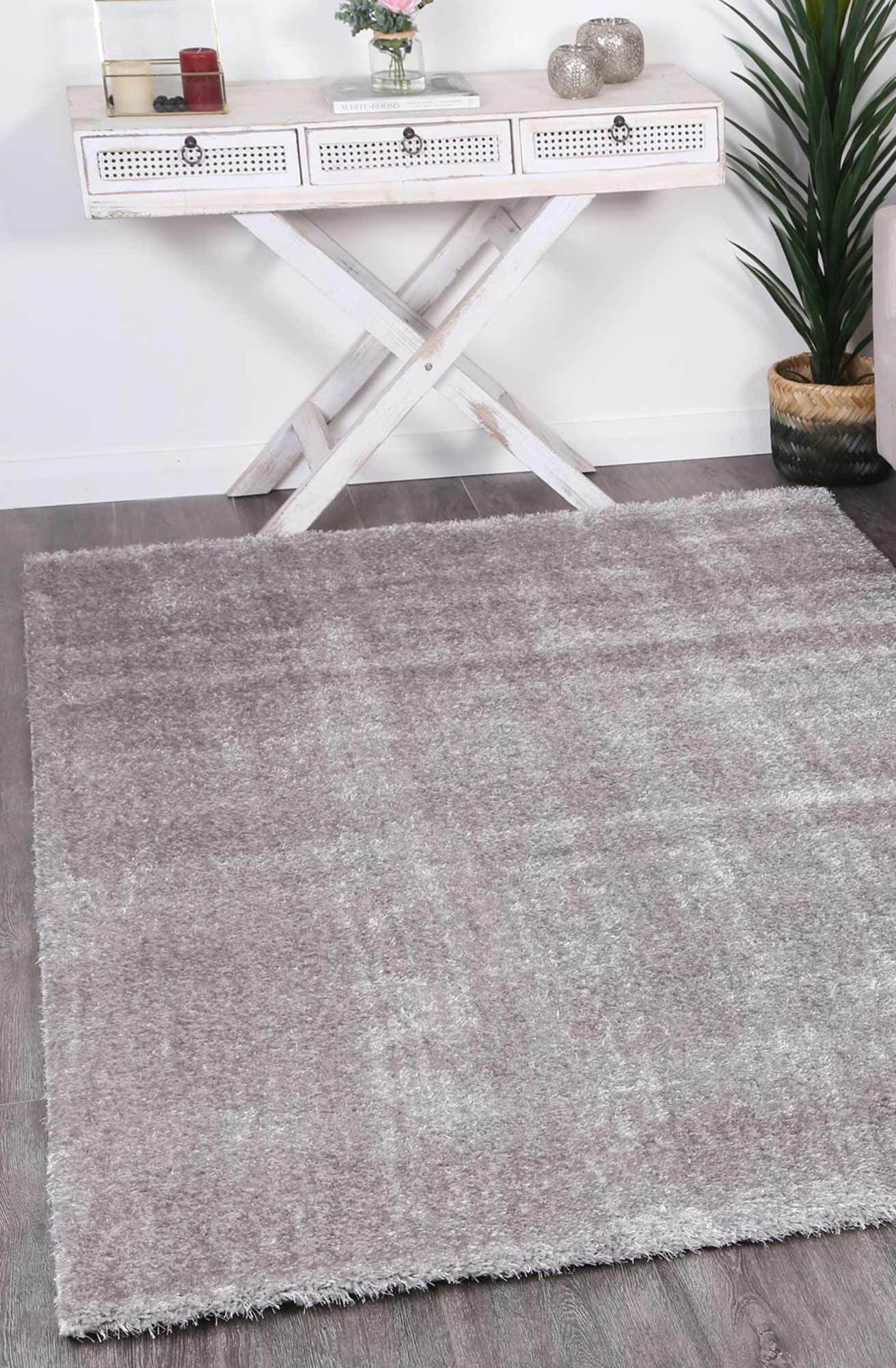 Palace Plain Light Grey Shaggy Rug(Size 170 x 120cm)