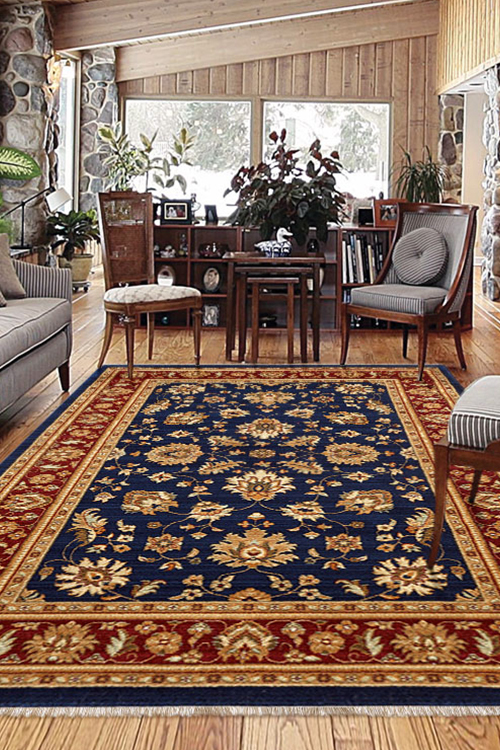 Large View Parker Navy Traditional Floral Rug(Size 180 x 120cm)