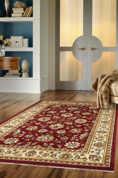 Parker Red Traditional Floral Rug(Size 180 x 120cm)