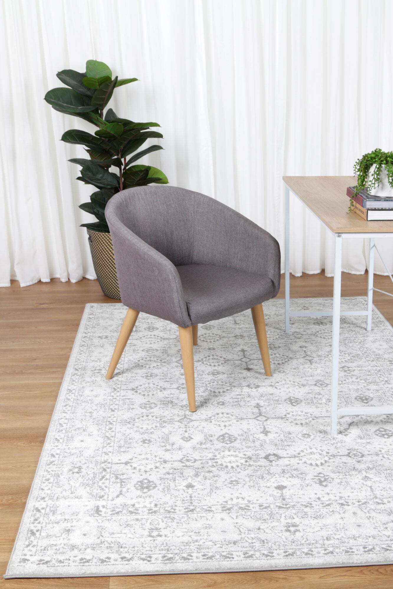 Large View Peri Grey Traditional Border Rug(Size 230 x 160cm)