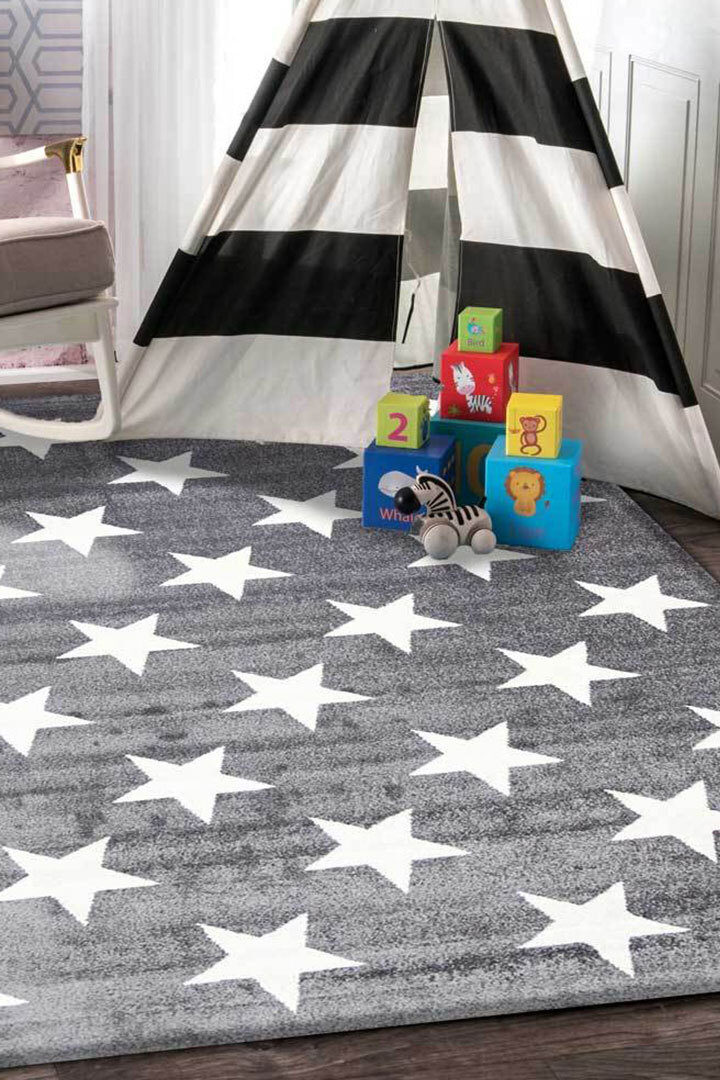 Large View Petite Modern Kids Star Rug(Size 170 x 120cm)