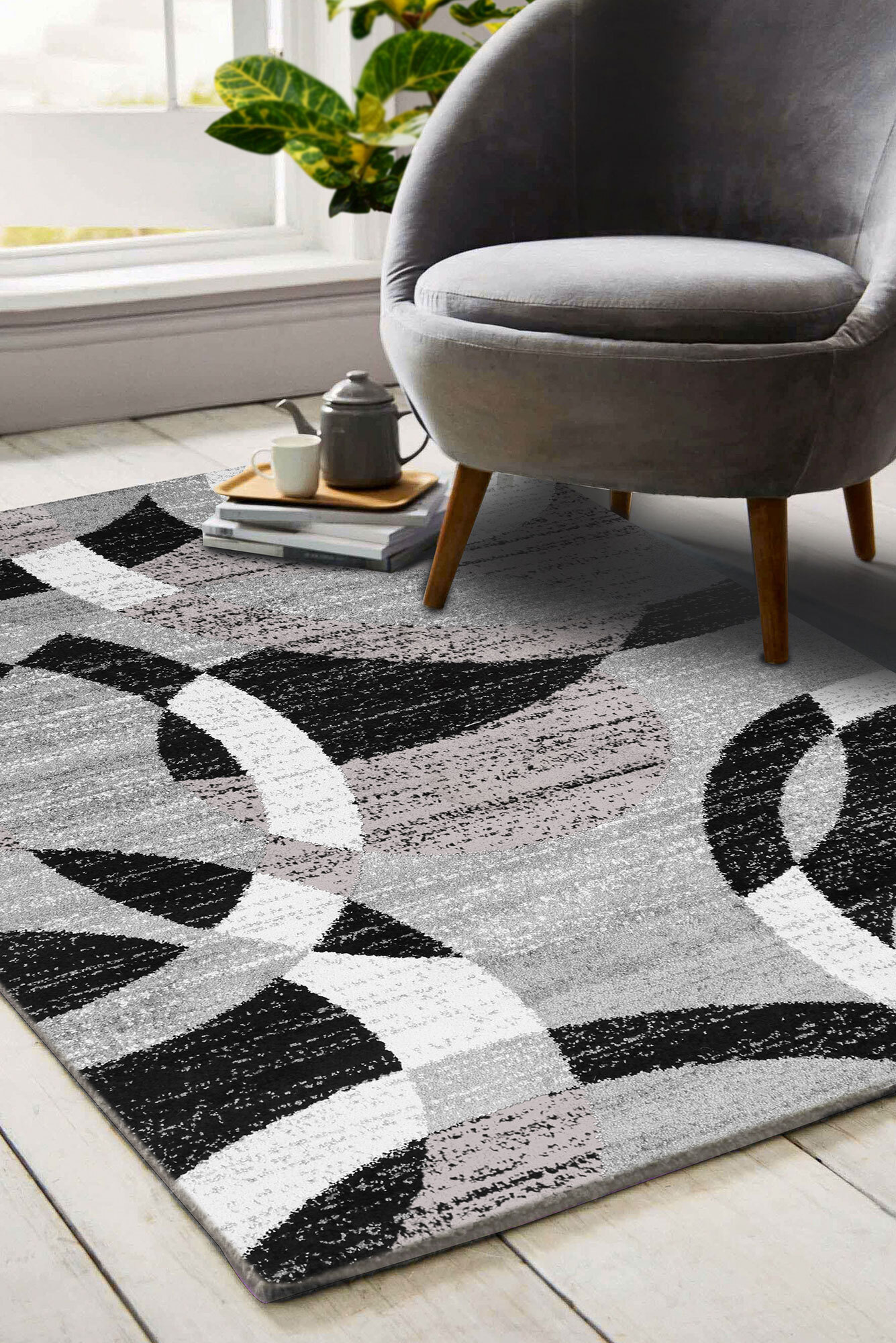 Large View Picasso Modern Circle Rug(Size 160 x 120cm)