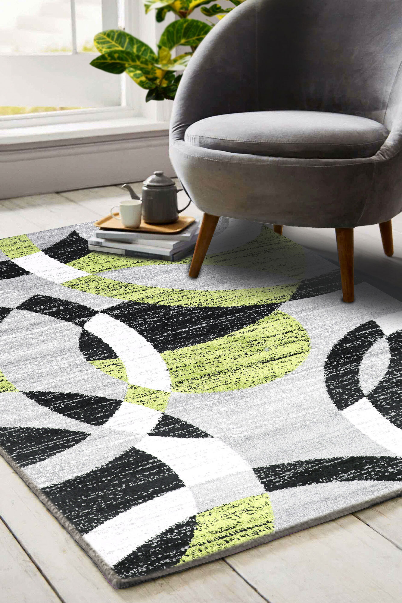 Large View Picasso Modern Circle Rug(Size 160 x 120cm)