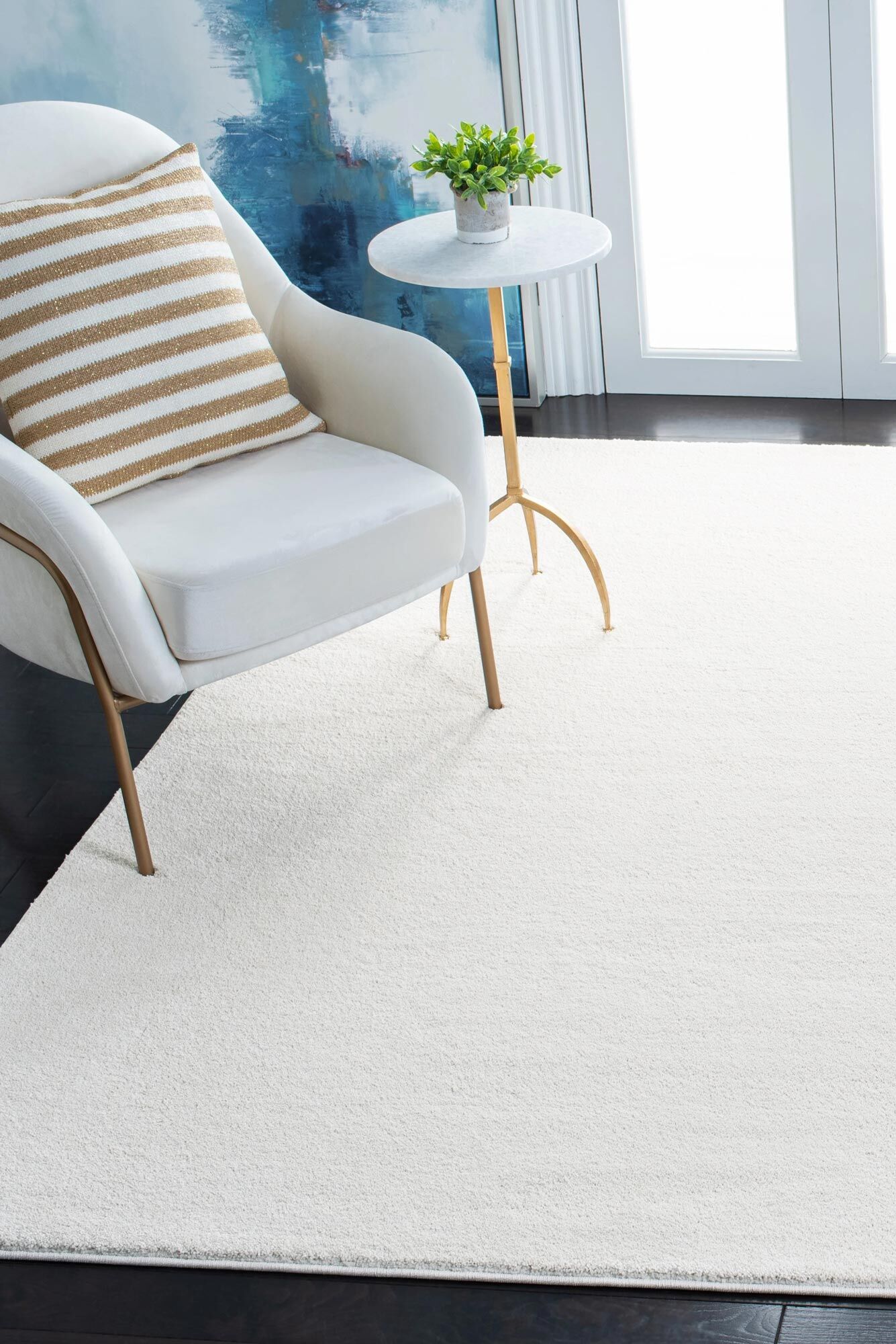 Large View Plush Plain White Rug(Size 170 x 120cm)