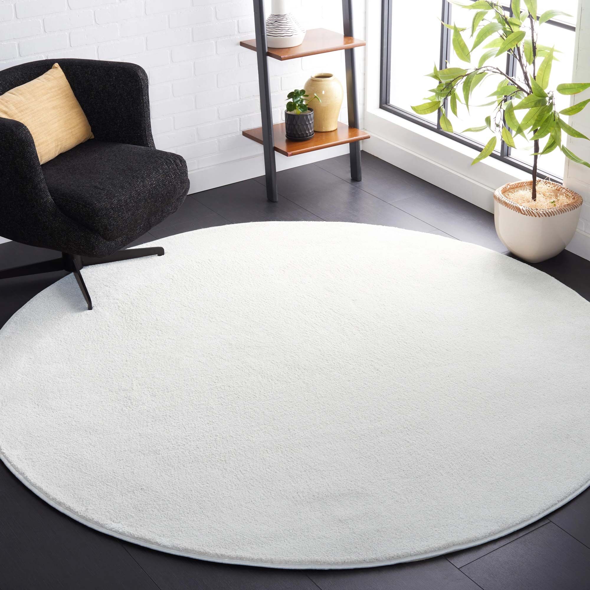 Large View Plush Plain White Rug