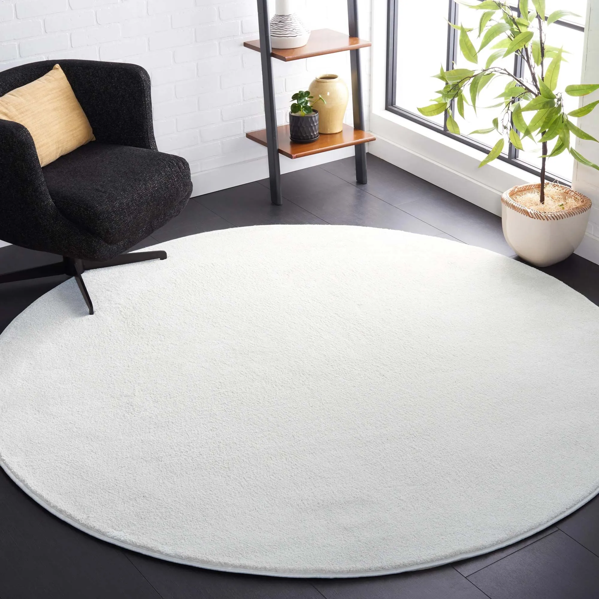 Large View Plush Plain White Rug