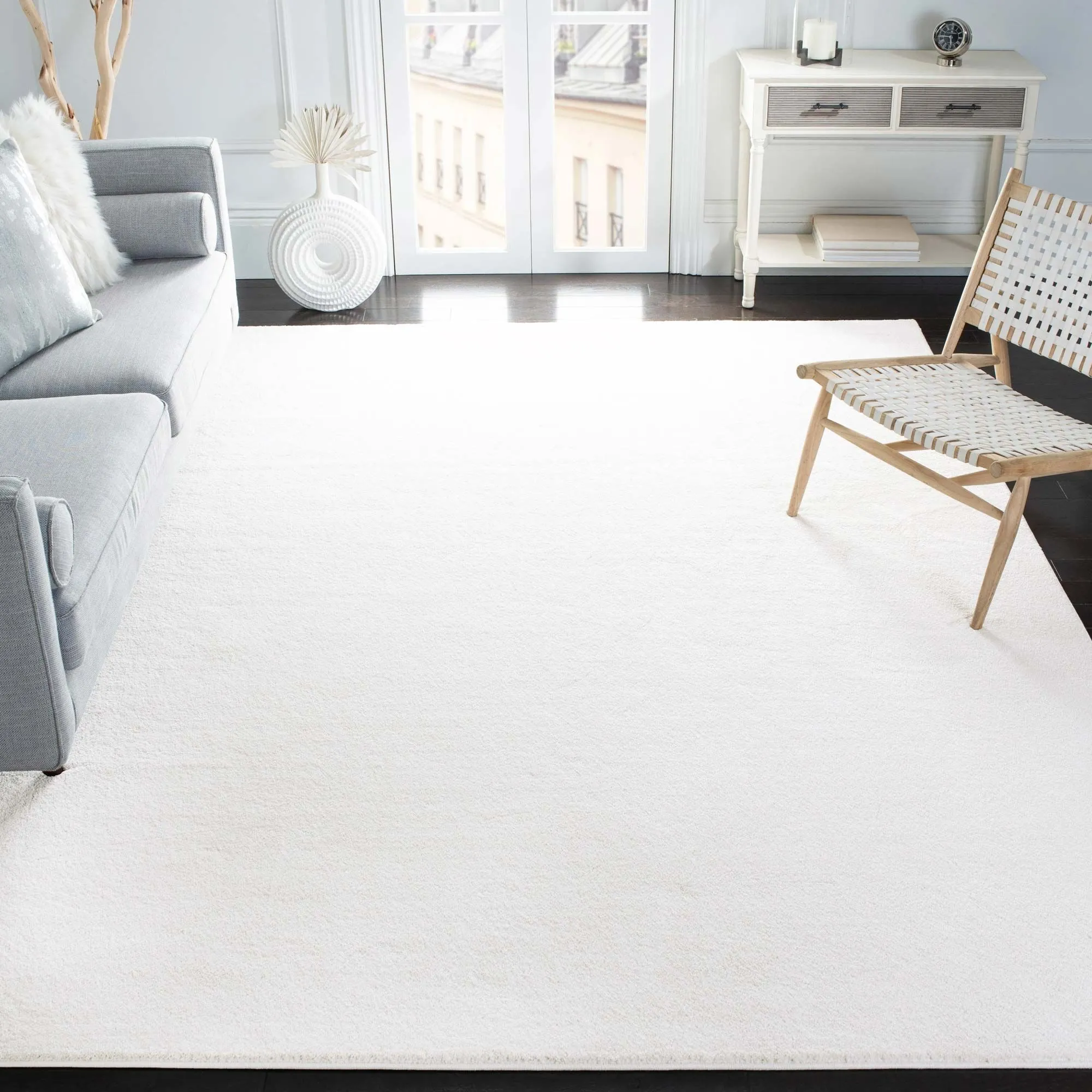 Large View Plush Plain White Rug