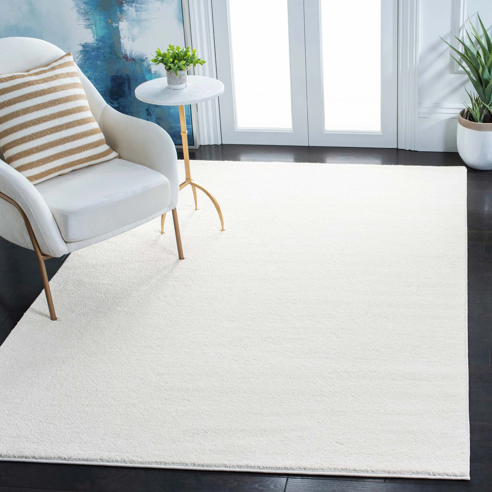 Large View Plush Plain White Rug