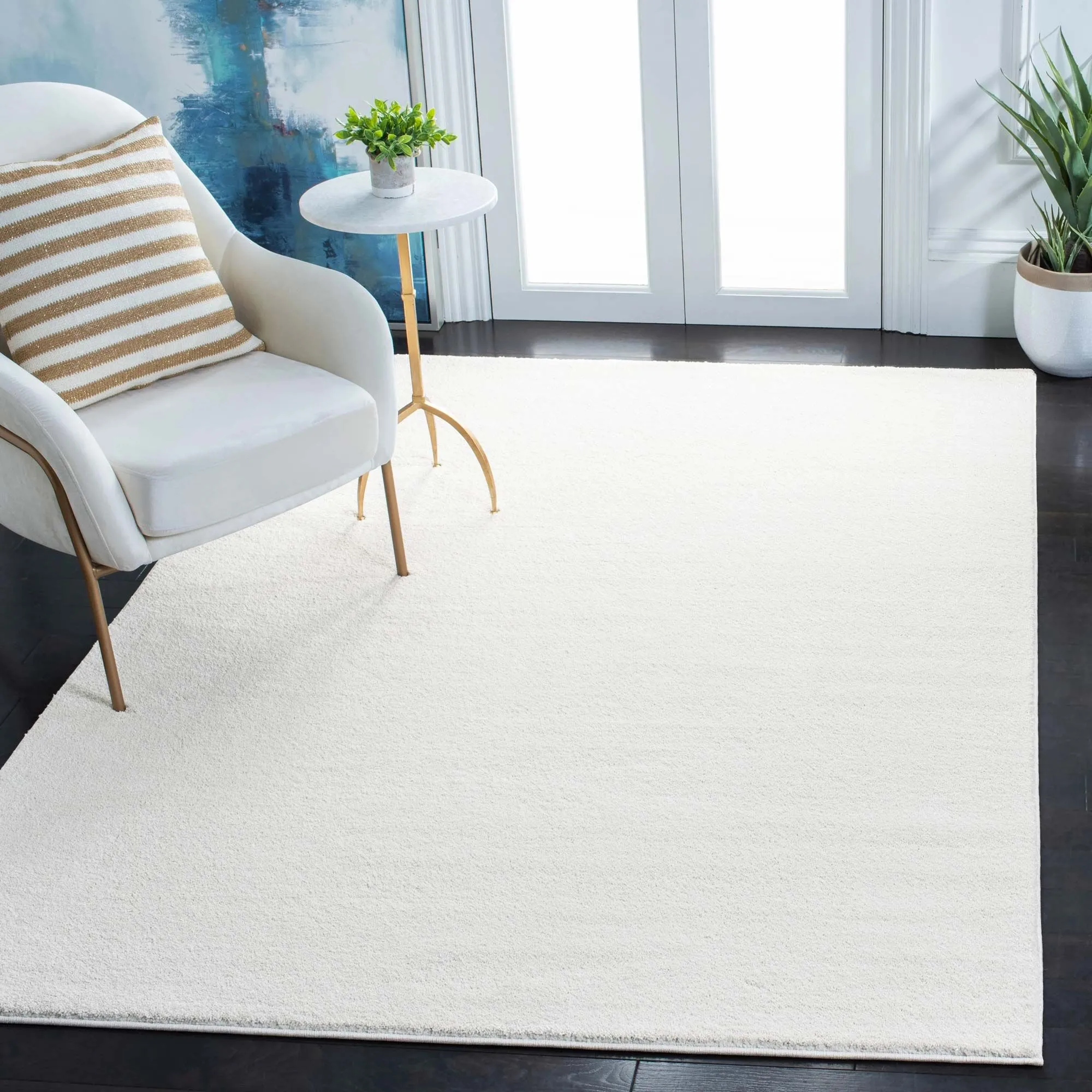 Large View Plush Plain White Rug