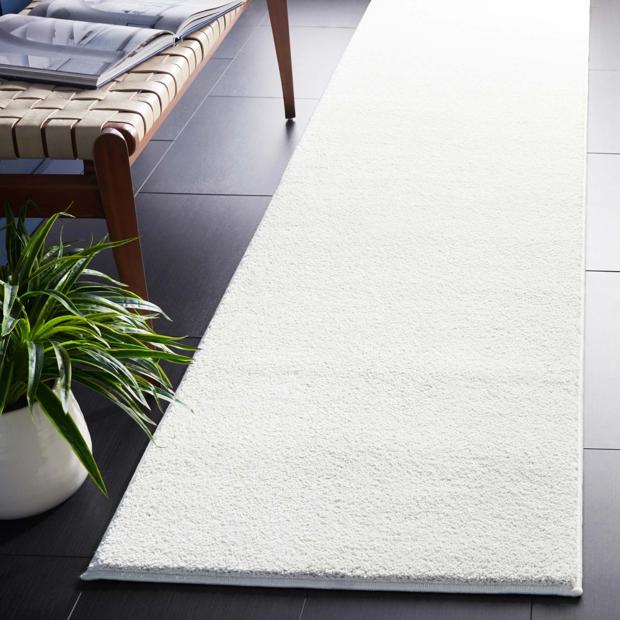 Large View Plush Plain White Rug