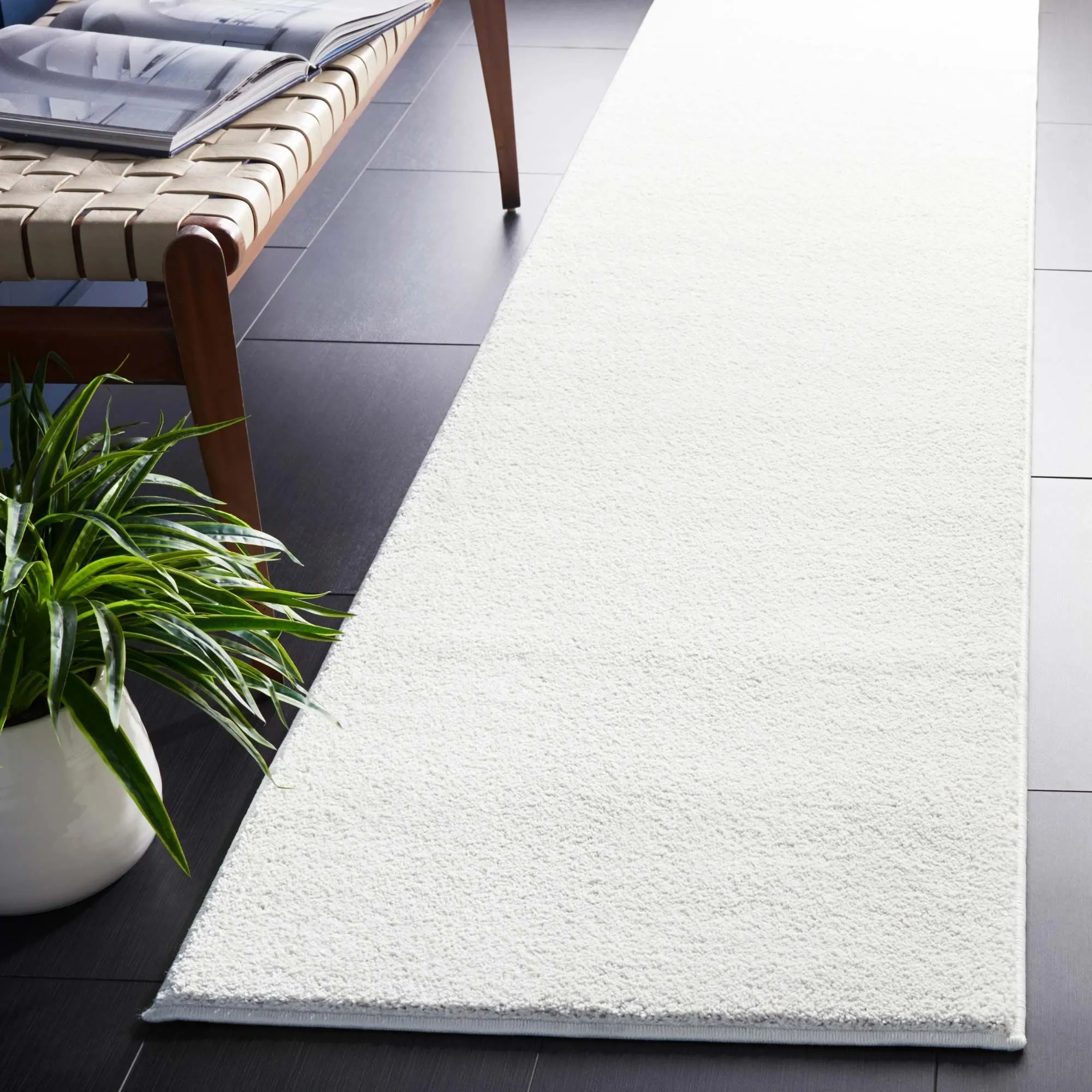 Large View Plush Plain White Rug