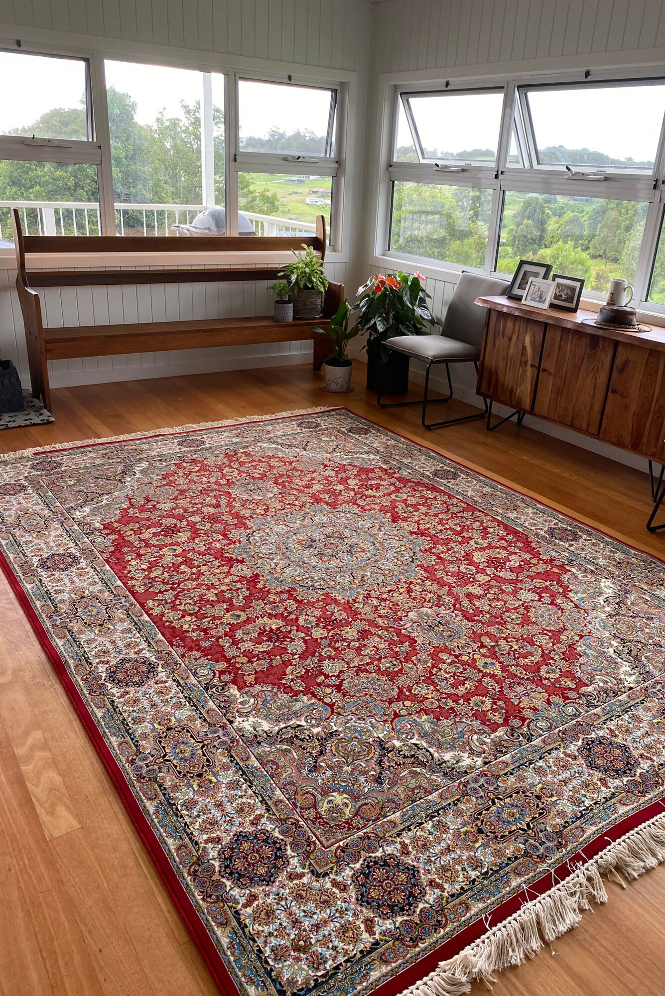 Large View Parsa Red Medallion Oriental Rug(Size 225 x 150cm)