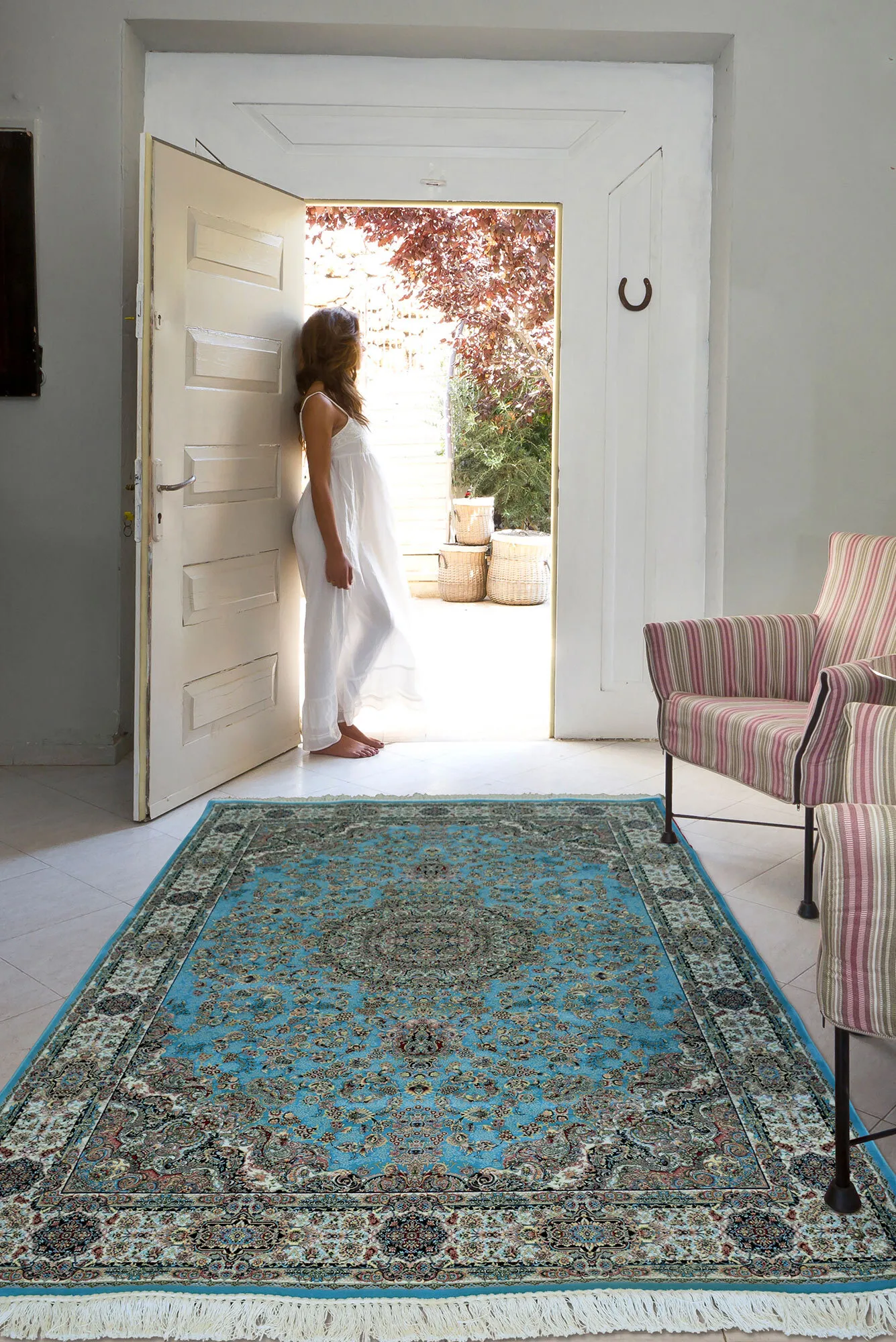 Parsa Blue Medallion Oriental Rug(Size 300 x 200cm)