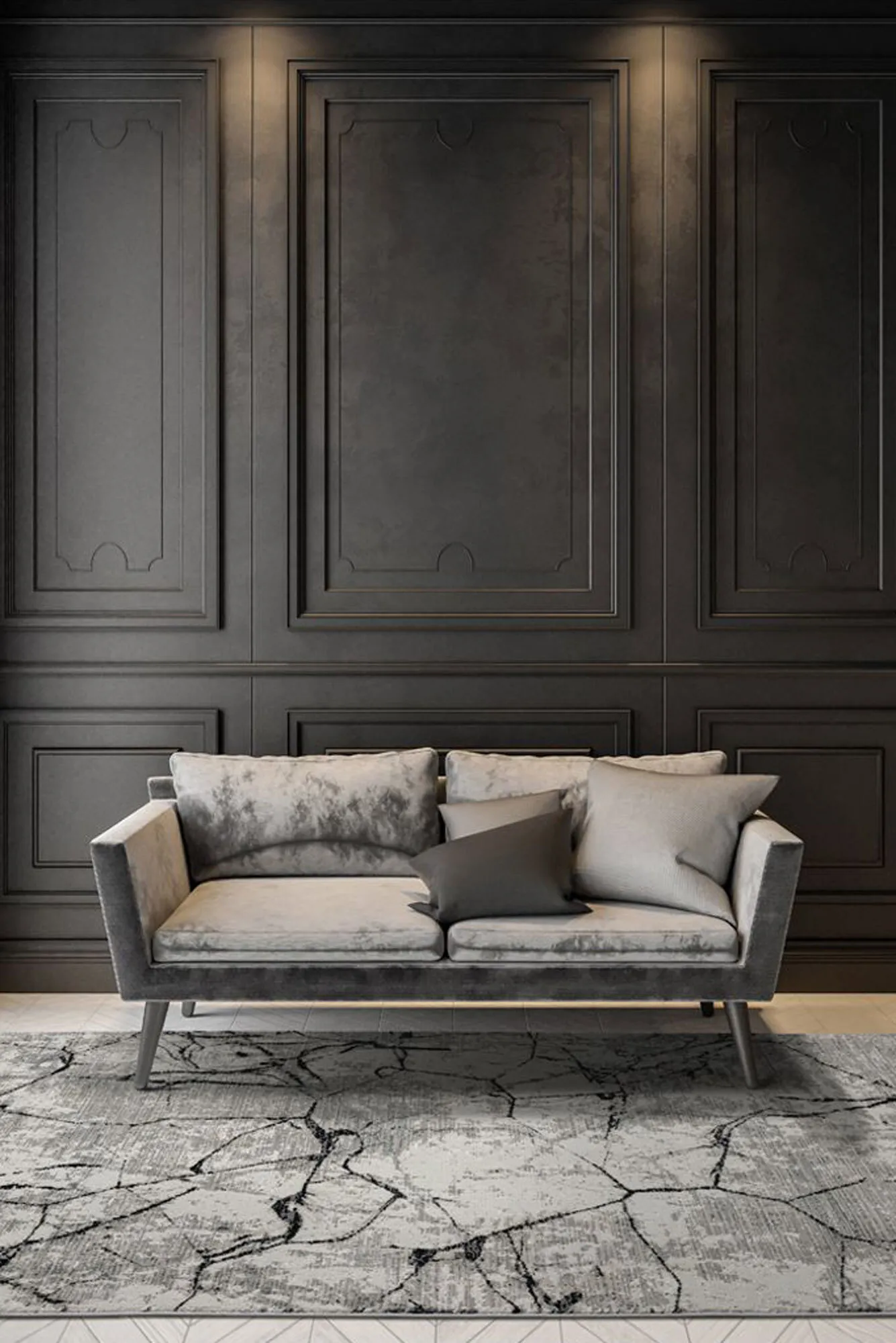 Large View Petra Fringed Marble Pattern Rug(Size 150 x 80cm)