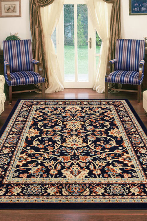 Rob Navy Traditional Floral Rug(Size 300 x 80cm) RUNNER