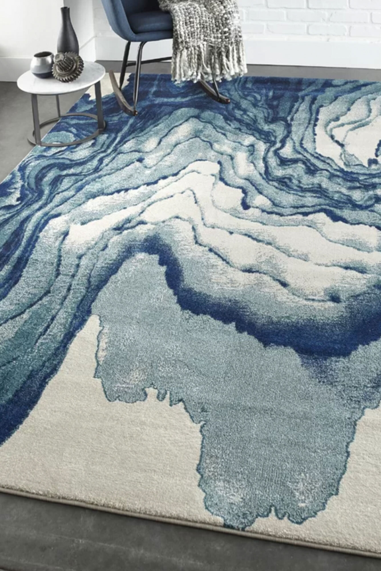 Large View Roma Blue Modern Abstract Rug(Size 170 x 120cm)