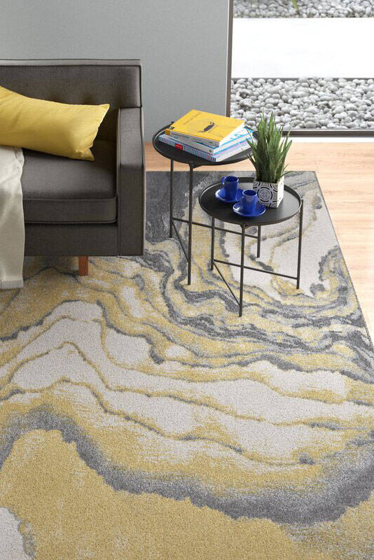 Large View Roma Yellow Modern Abstract Rug(Size 170 x 120cm)
