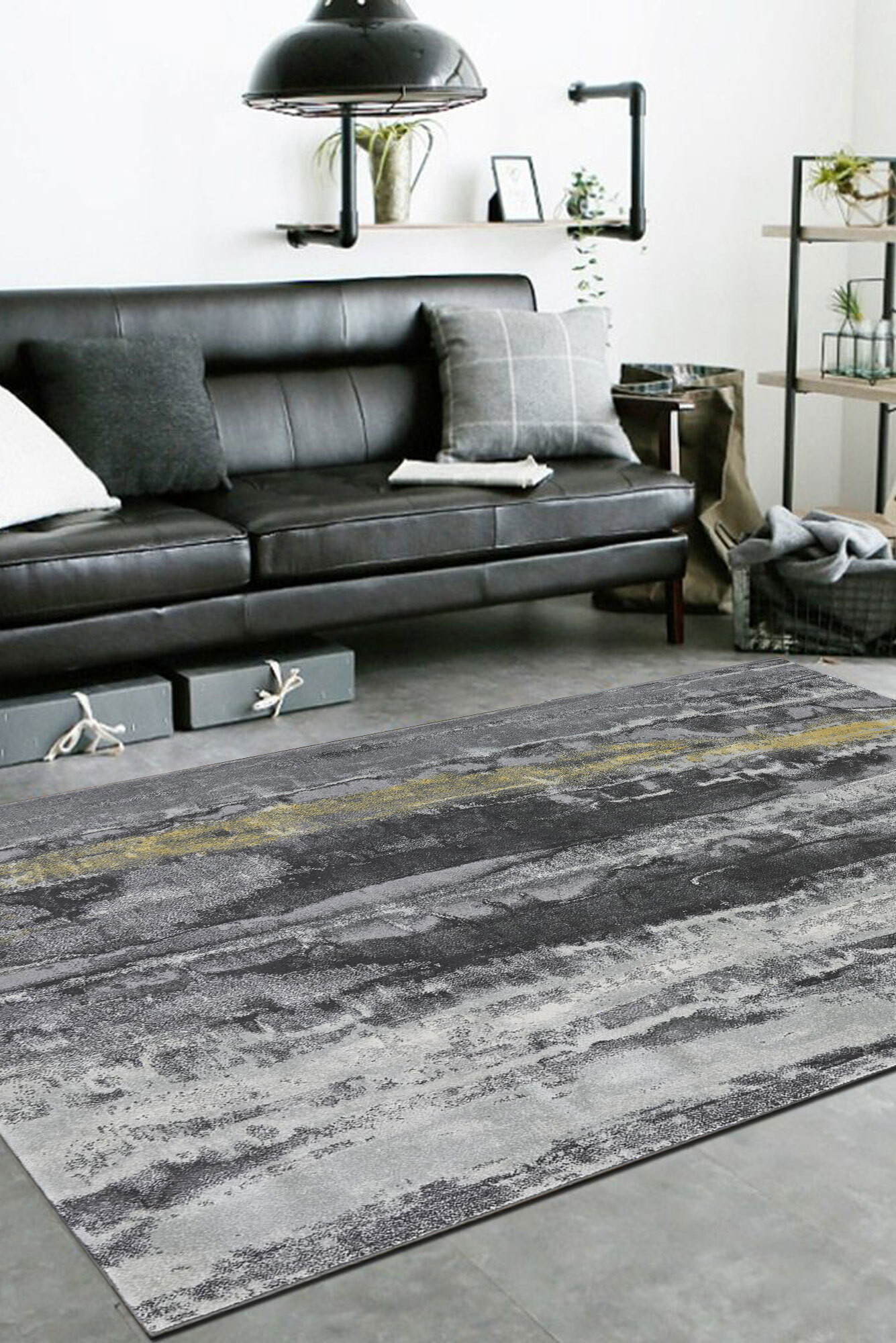 Roma Grey Modern Abstract Rug(Size 170 x 120cm)