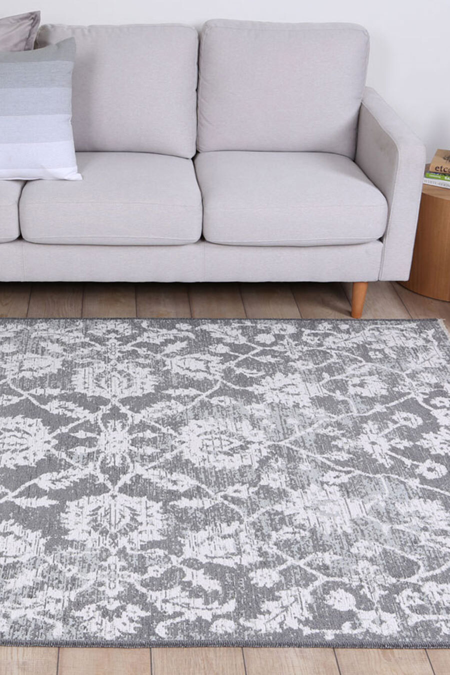 Large View Ryan Grey Transitional Floral Rug(Size 170 x 120cm)