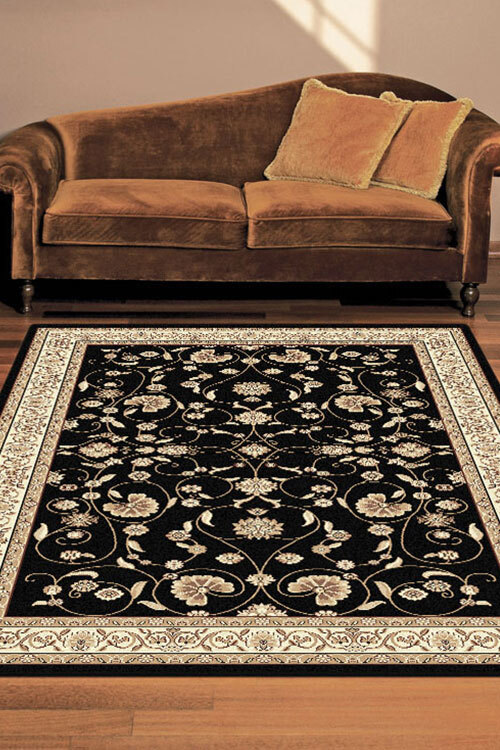 Ryder Black Traditional Floral Rug(Size 170 x 120cm)