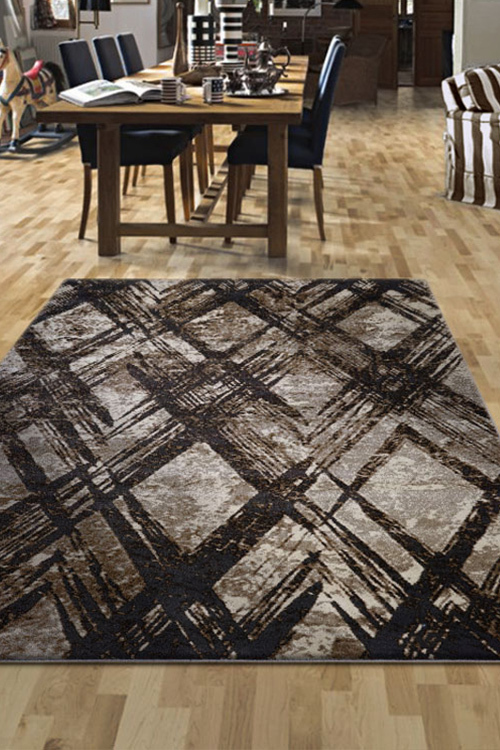 Sade Brown Trellis Pattern Rug(Size 170 x 120cm)