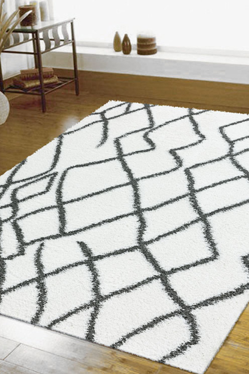 Large View Salem Moroccan Ivory Shaggy Rug(Size 170 x 120cm)