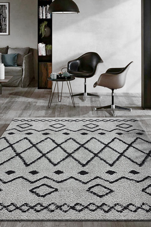 Large View Salem Grey Moroccan Shaggy Rug(Size 170 x 120cm)