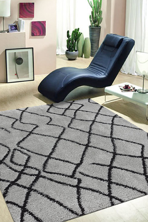 Salem Moroccan Grey Shaggy Rug(Size 230 x 160cm)