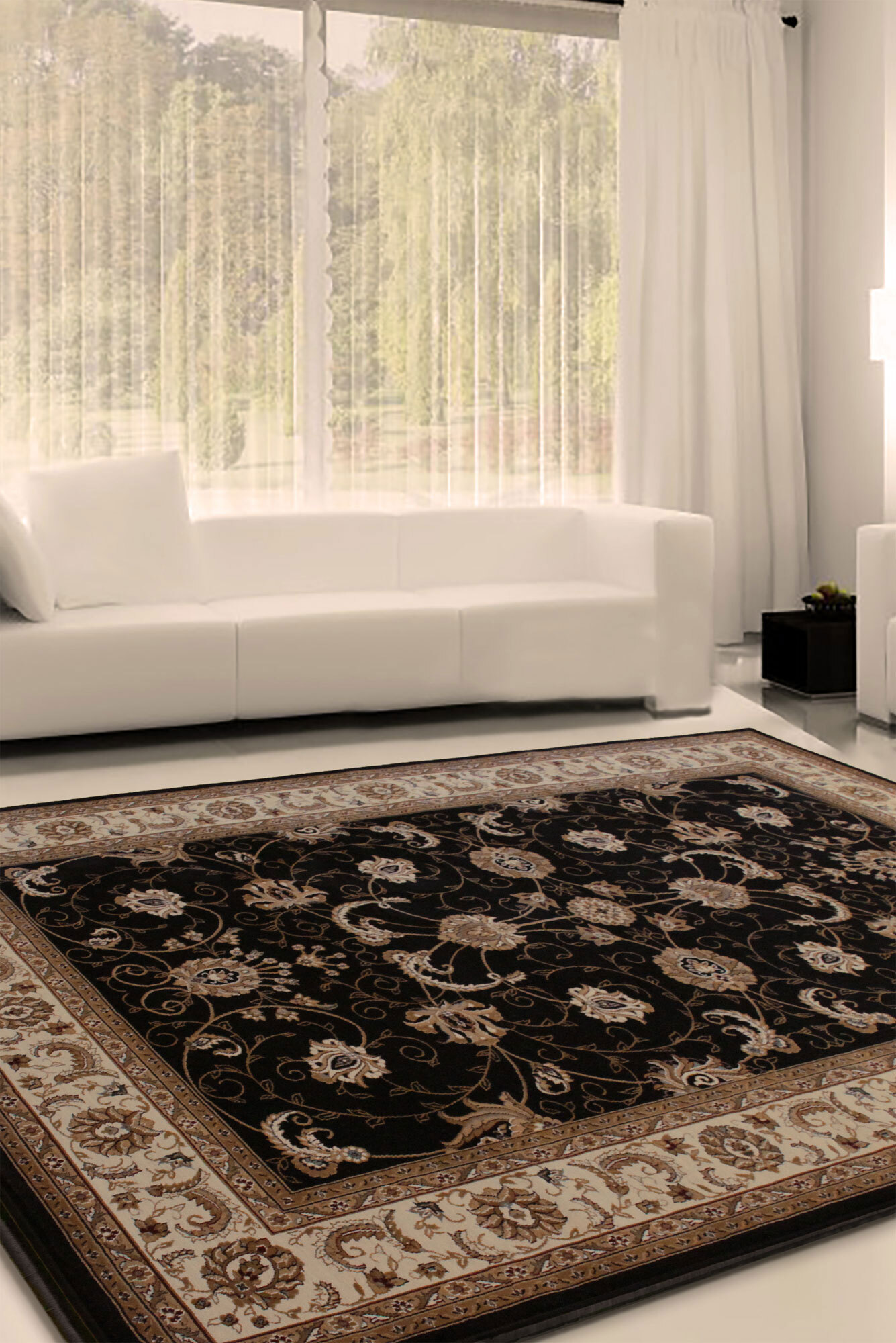 Large View Star Black Traditional Oriental Rug(Size 180 x 120cm)
