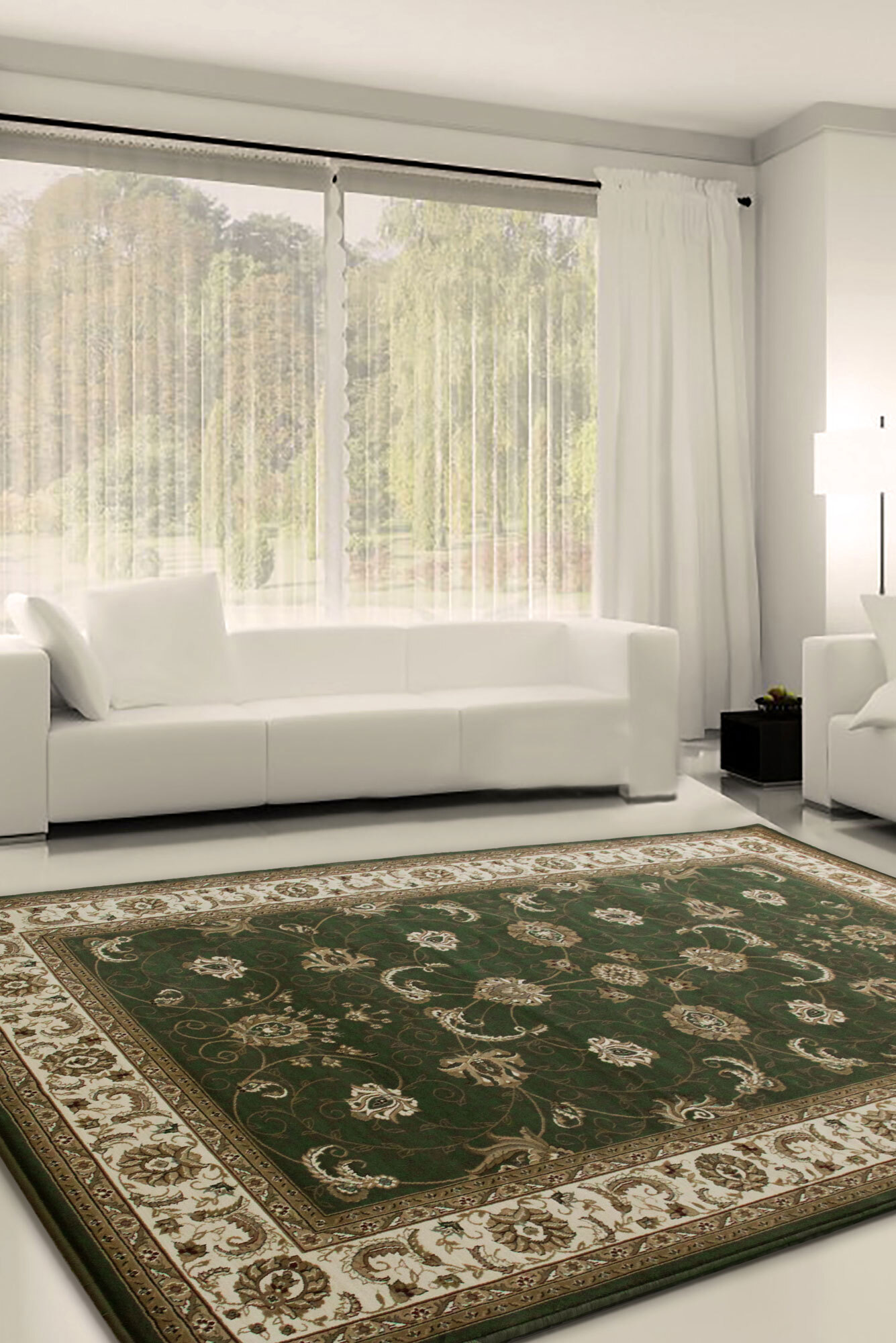Large View Star Green Traditional Floral Rug(Size 180 x 120cm)