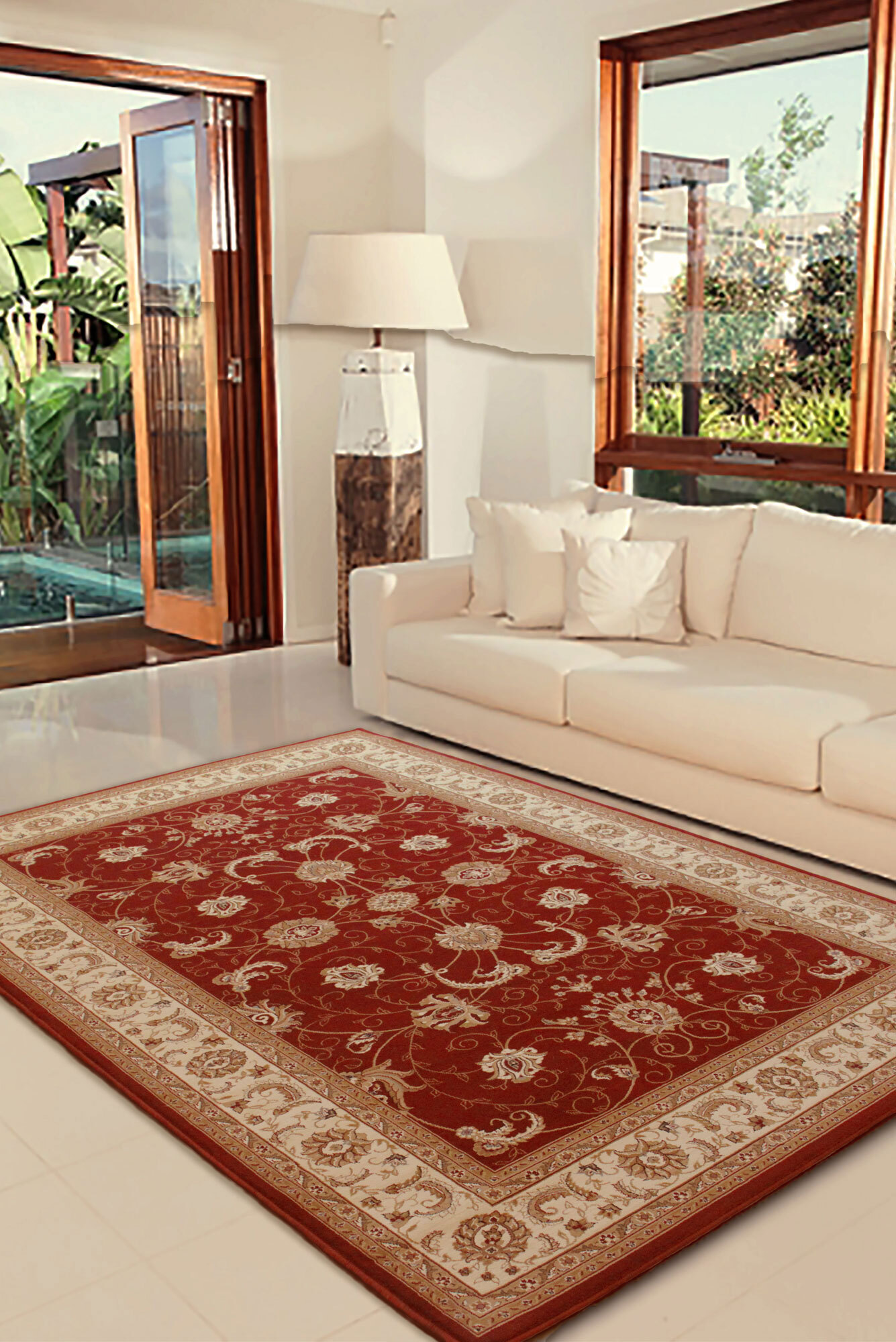 Large View Star Red Traditional Oriental Rug(Size 180 x 120cm)