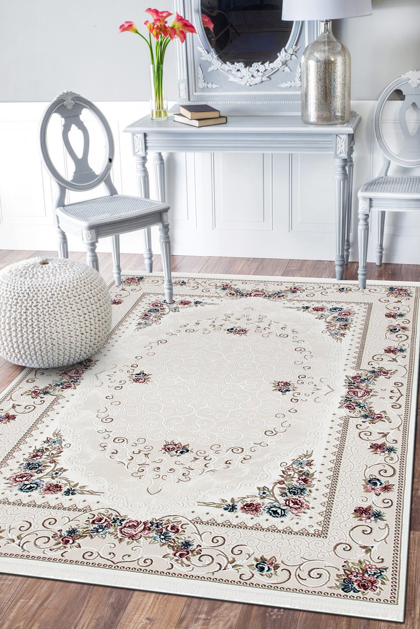 Sadie Fringed Aubusson Floral Rug(Size 230 x 160cm)