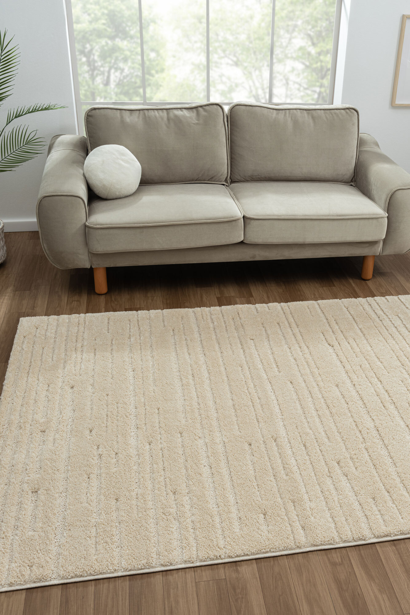 Large View Serenade Beige Striped Rug(Size 230 x 160cm)