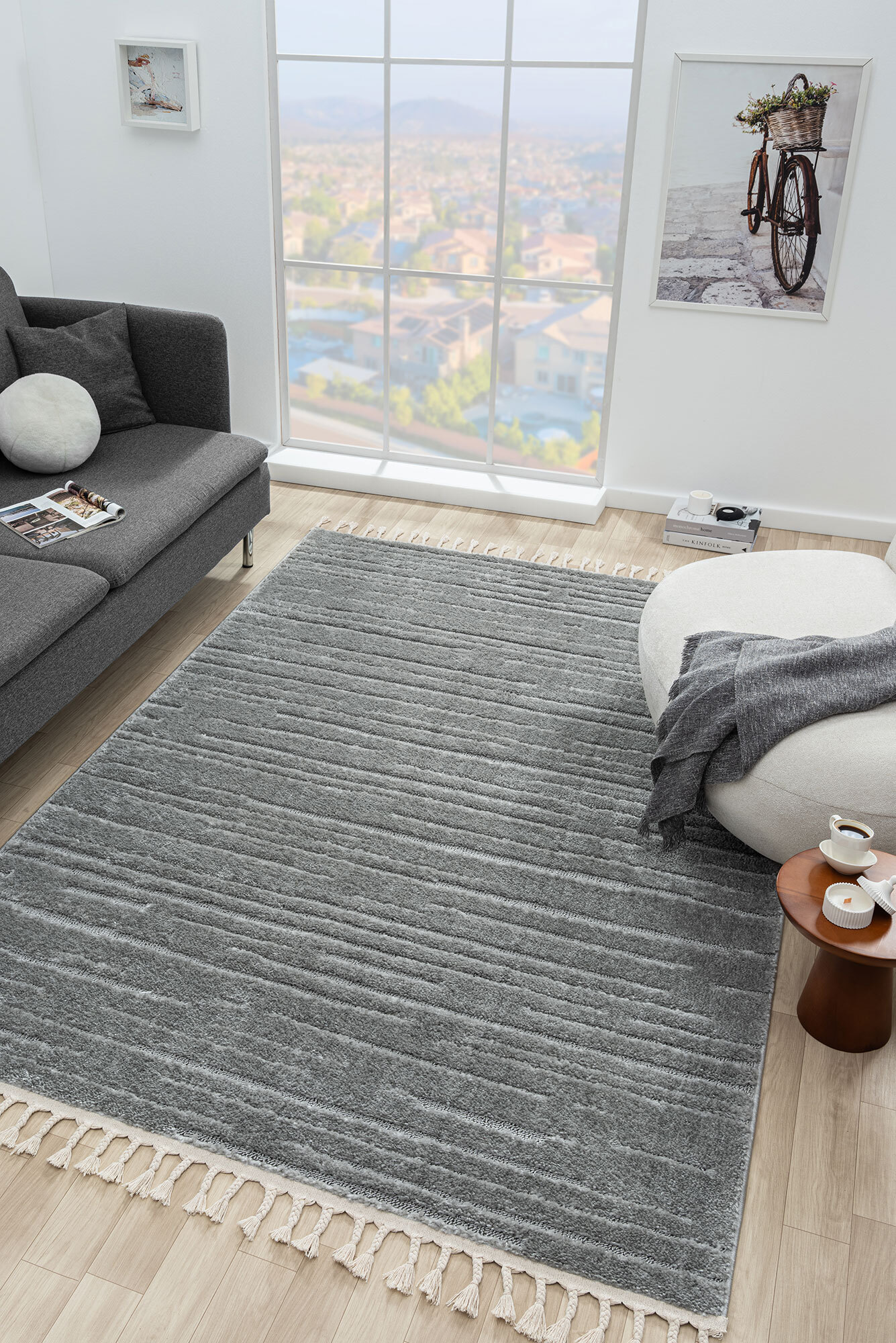 Serenade Grey Striped Rug(Size 230 x 160cm)