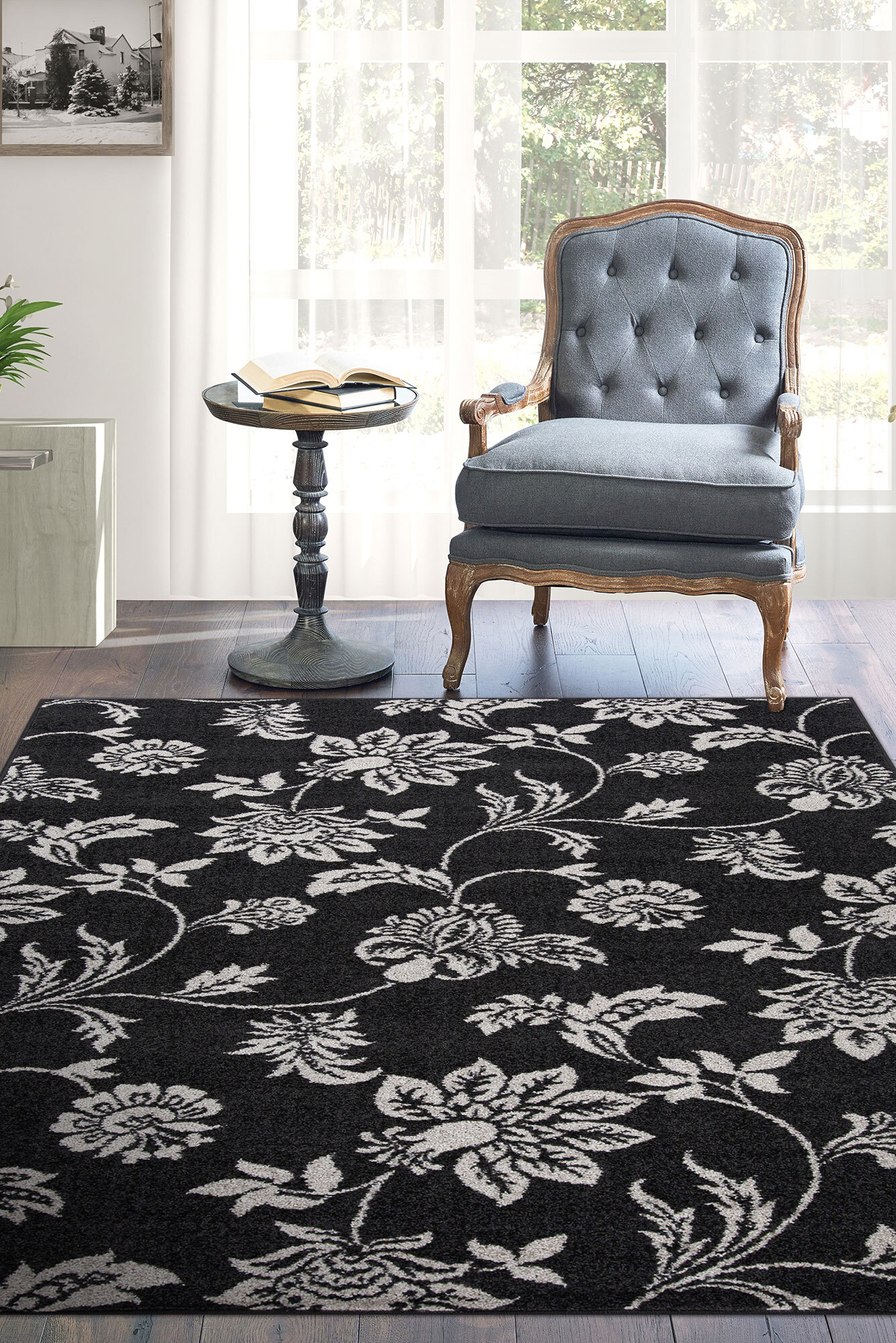 Large View Sandy Contemporary Floral Rug(Size 270 x 180cm)