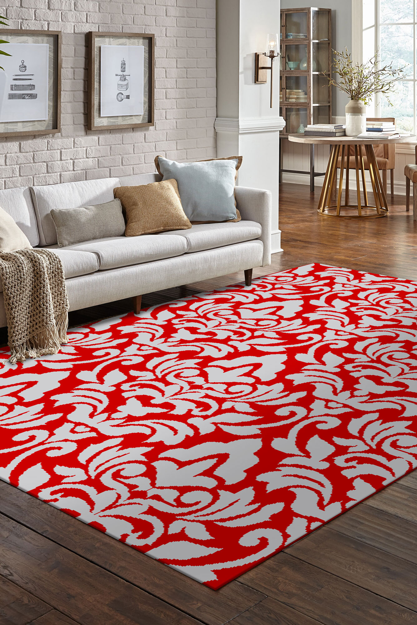 Large View Sandy Contemporary Floral Rug(Size 220 x 150cm)