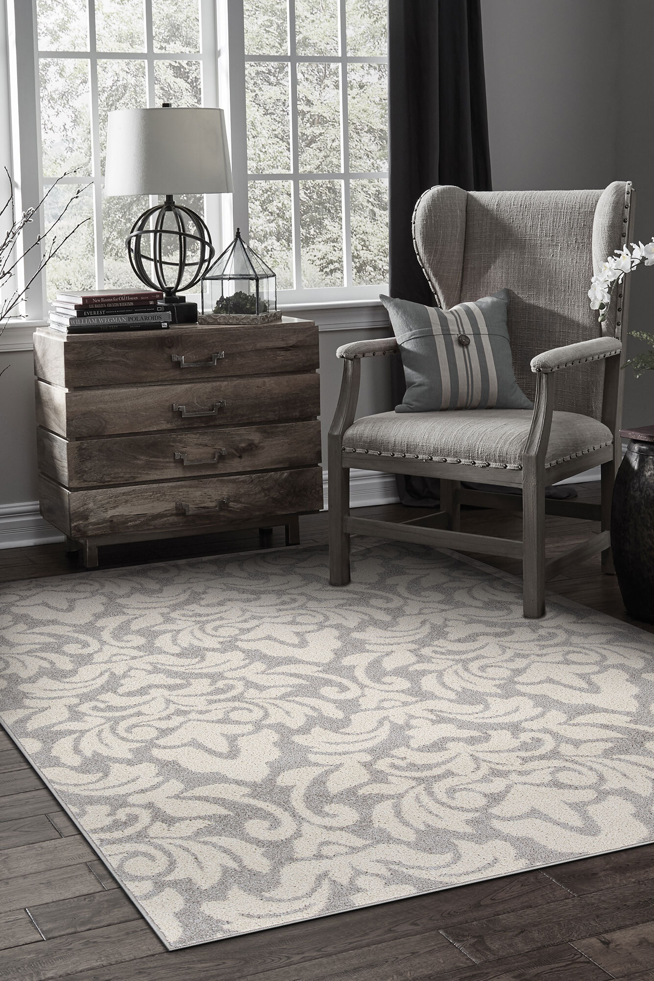 Large View Sandy Contemporary Floral Rug(Size 220 x 150cm)