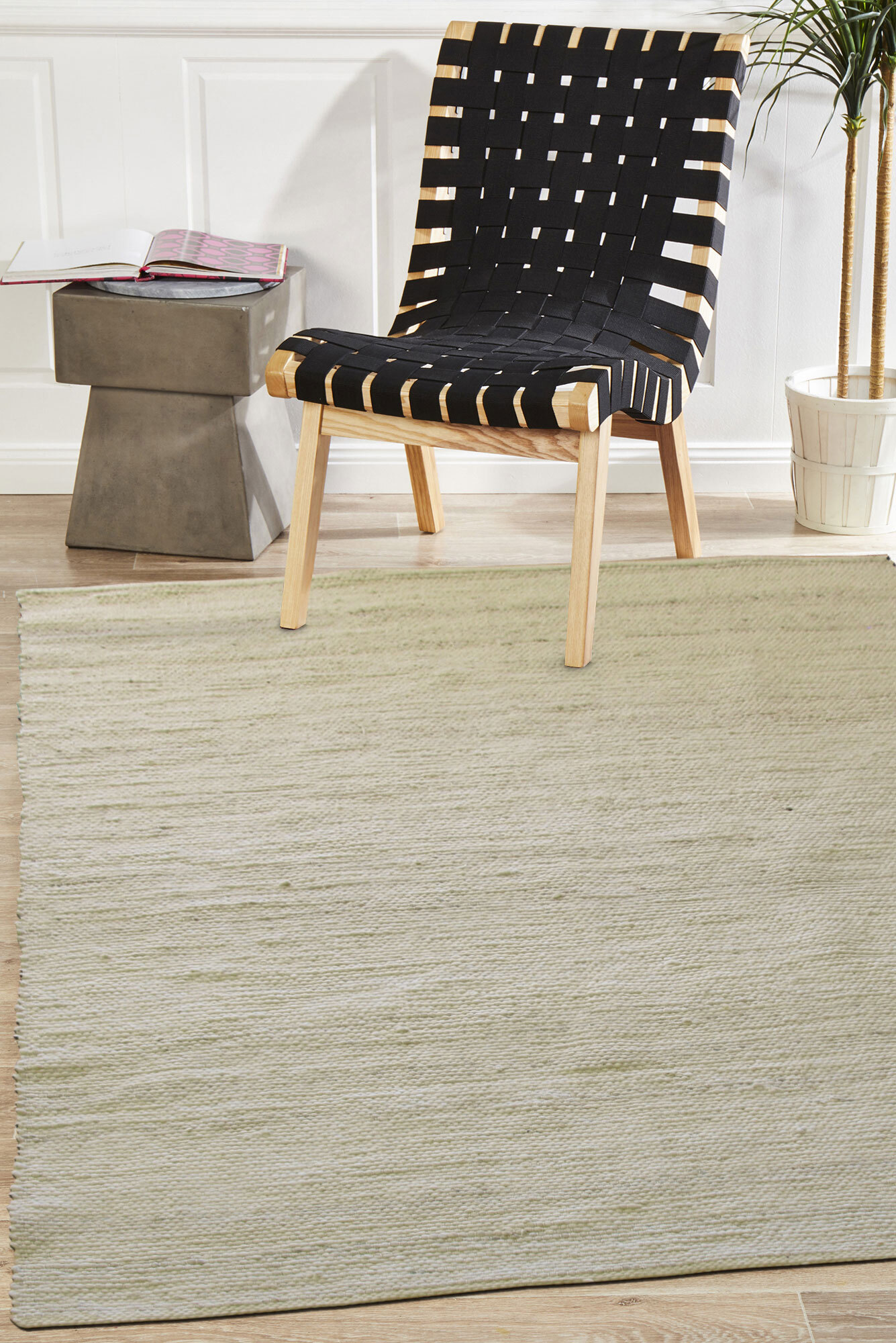 Studio Beige Flatweave Wool Rug(Size 170 x 120cm)