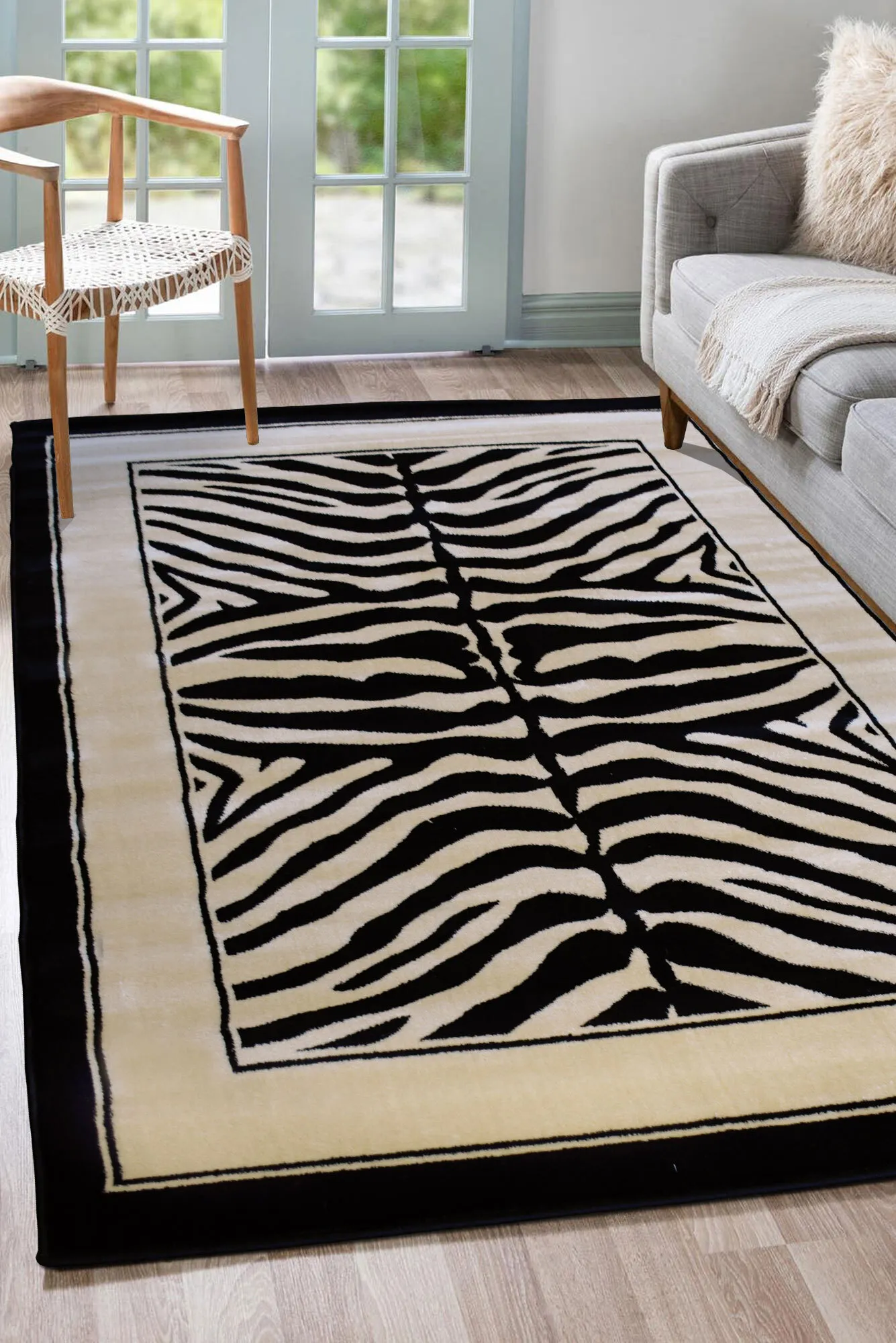 Large View Safa Zebra Animal Print Rug(Size 220 x 150cm)
