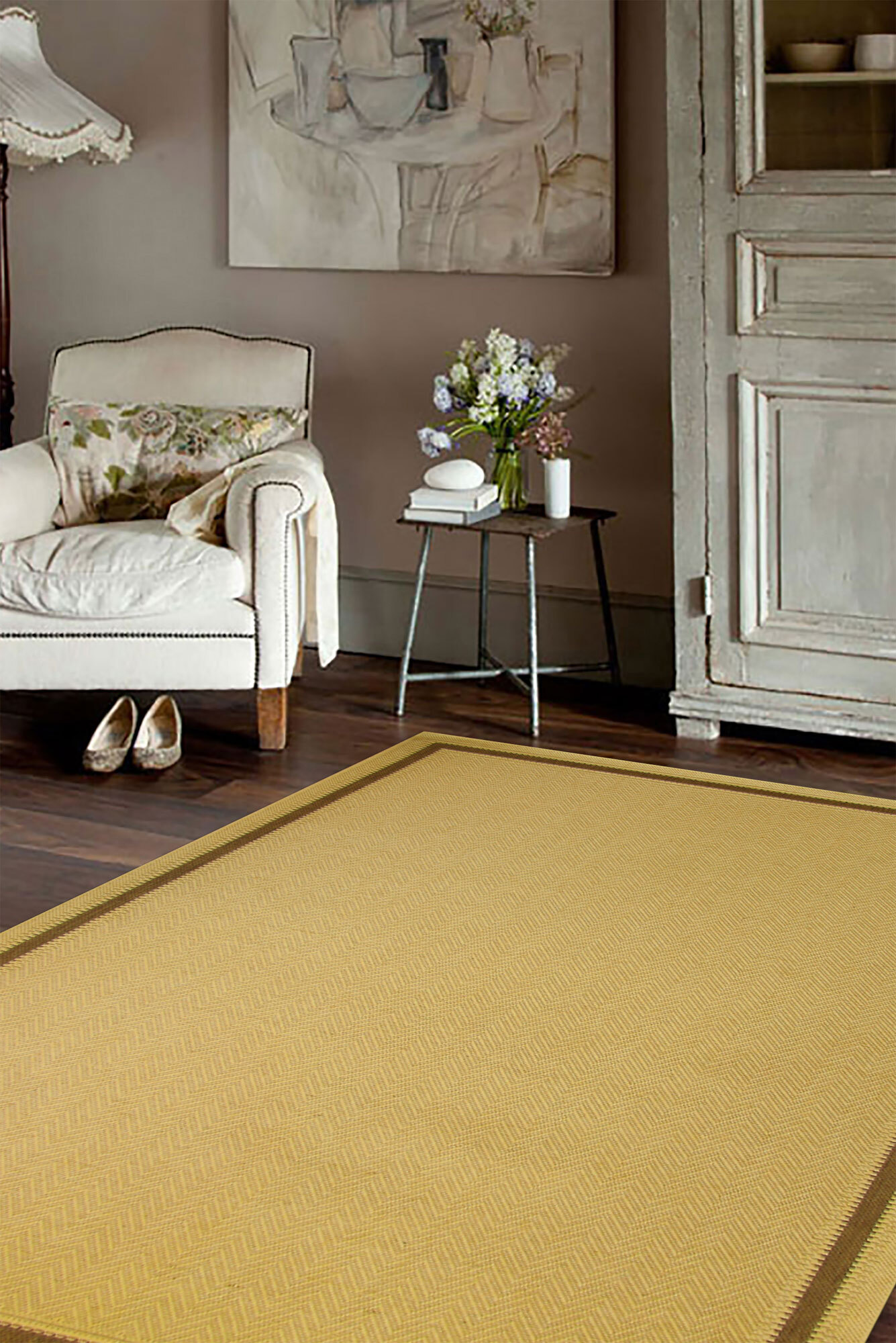 Sama Plain Border Flatweave Rug(Size 170 x 120cm)