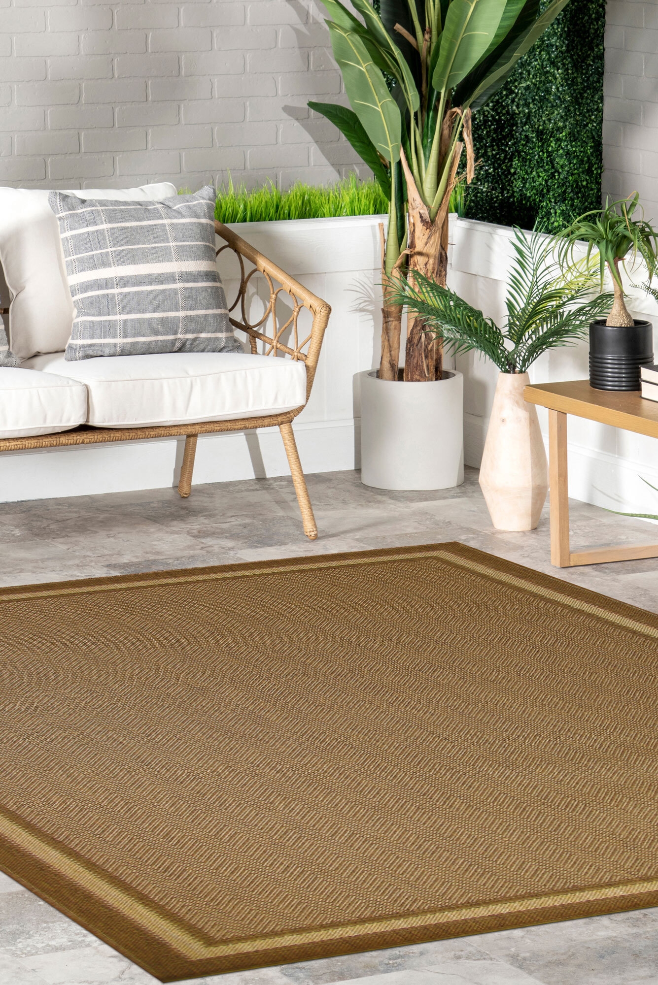 Sama Plain Brown Flatweave Rug(Size 170 x 120cm)