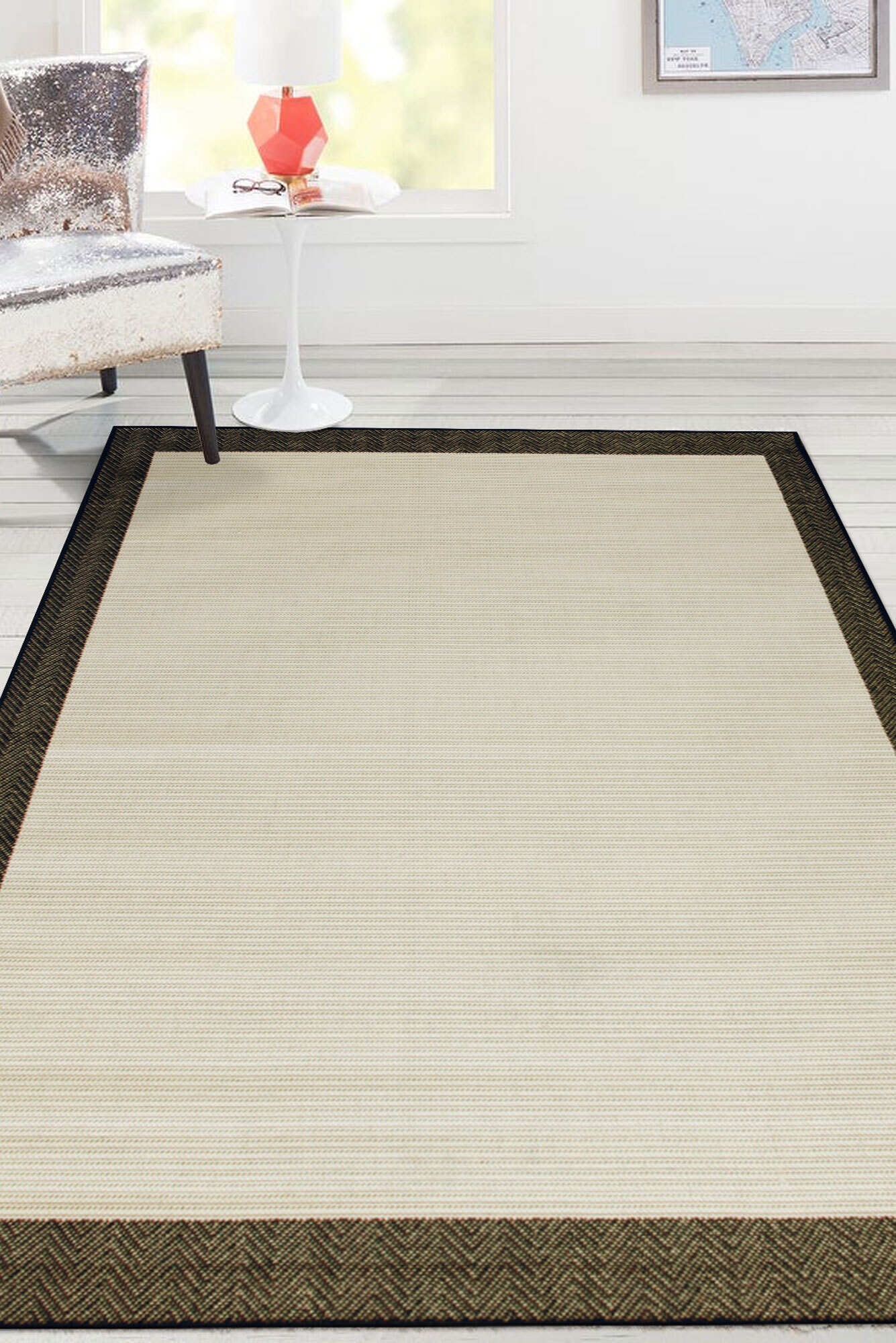 Large View Storm Border Pattern Rug(Size 170 x 120cm)