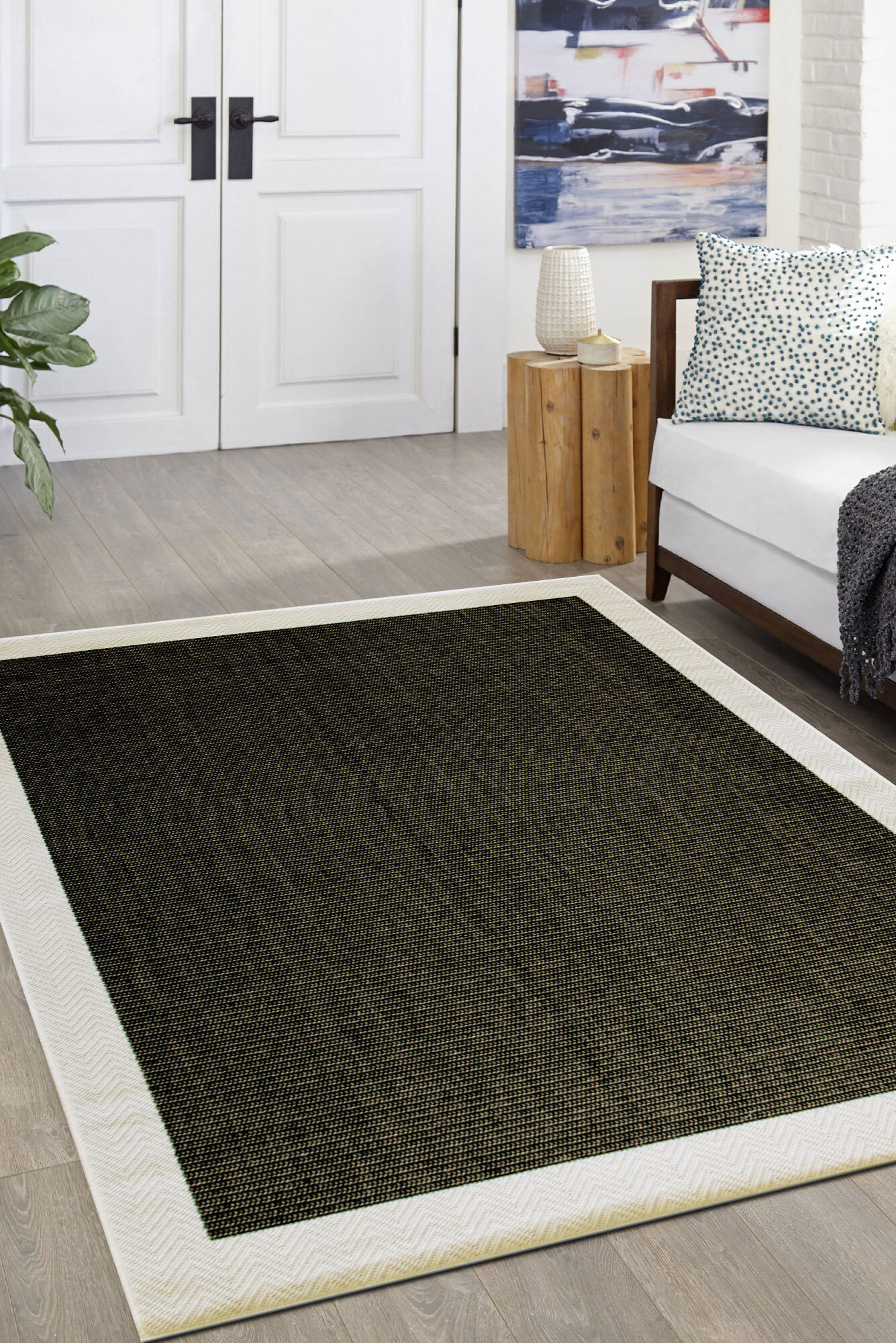 Storm Plain Border Flatweave Rug(Size 170 x 120cm)